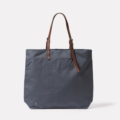 Natalie Waxed Cotton Tote in Steel