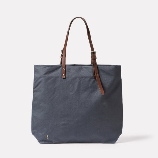 Natalie Waxed Cotton Tote in Steel