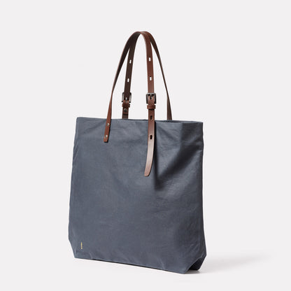 Natalie Waxed Cotton Tote in Steel
