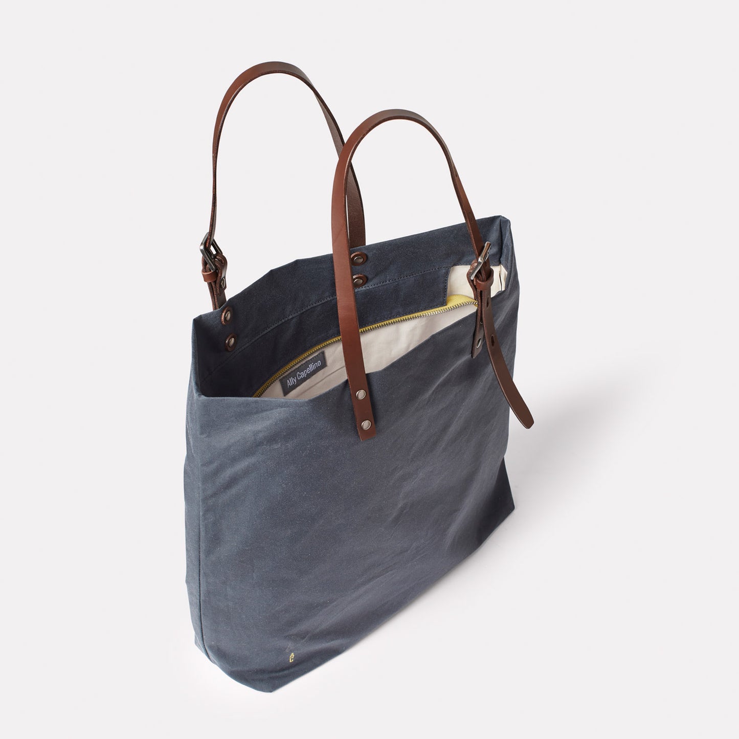 Natalie Waxed Cotton Tote in Steel