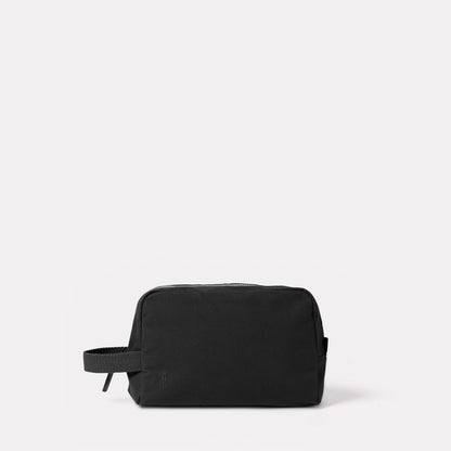 Simon Waxed Cotton Washbag in Black