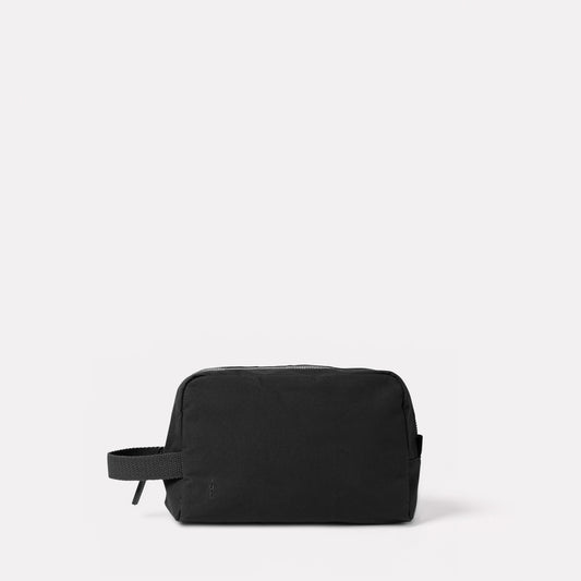 Simon Waxed Cotton Washbag in Black