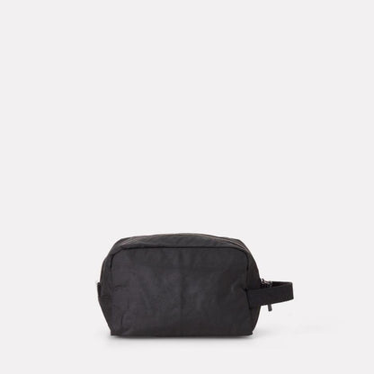 Simon Waxed Cotton Washbag in Black