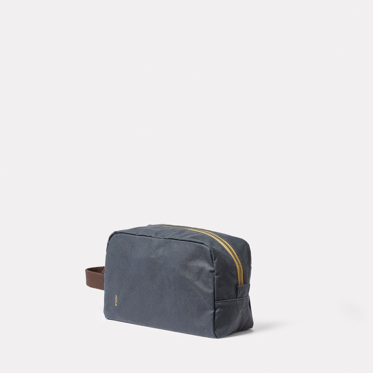Simon Waxed Cotton Washbag in Steel