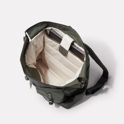 Frank Large Waxed Cotton Backpack in Olive