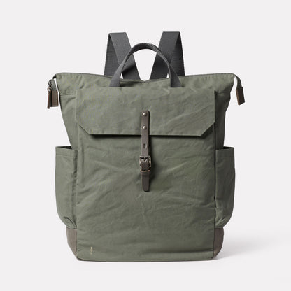 Fin Waxed Cotton Backpack in Olive