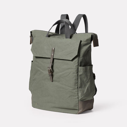 Fin Waxed Cotton Backpack in Olive