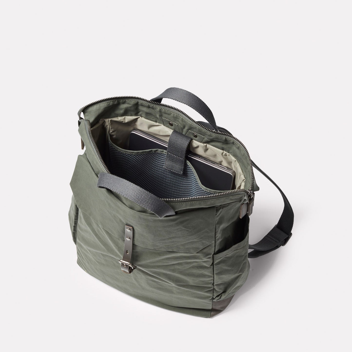 Fin Waxed Cotton Backpack in Olive