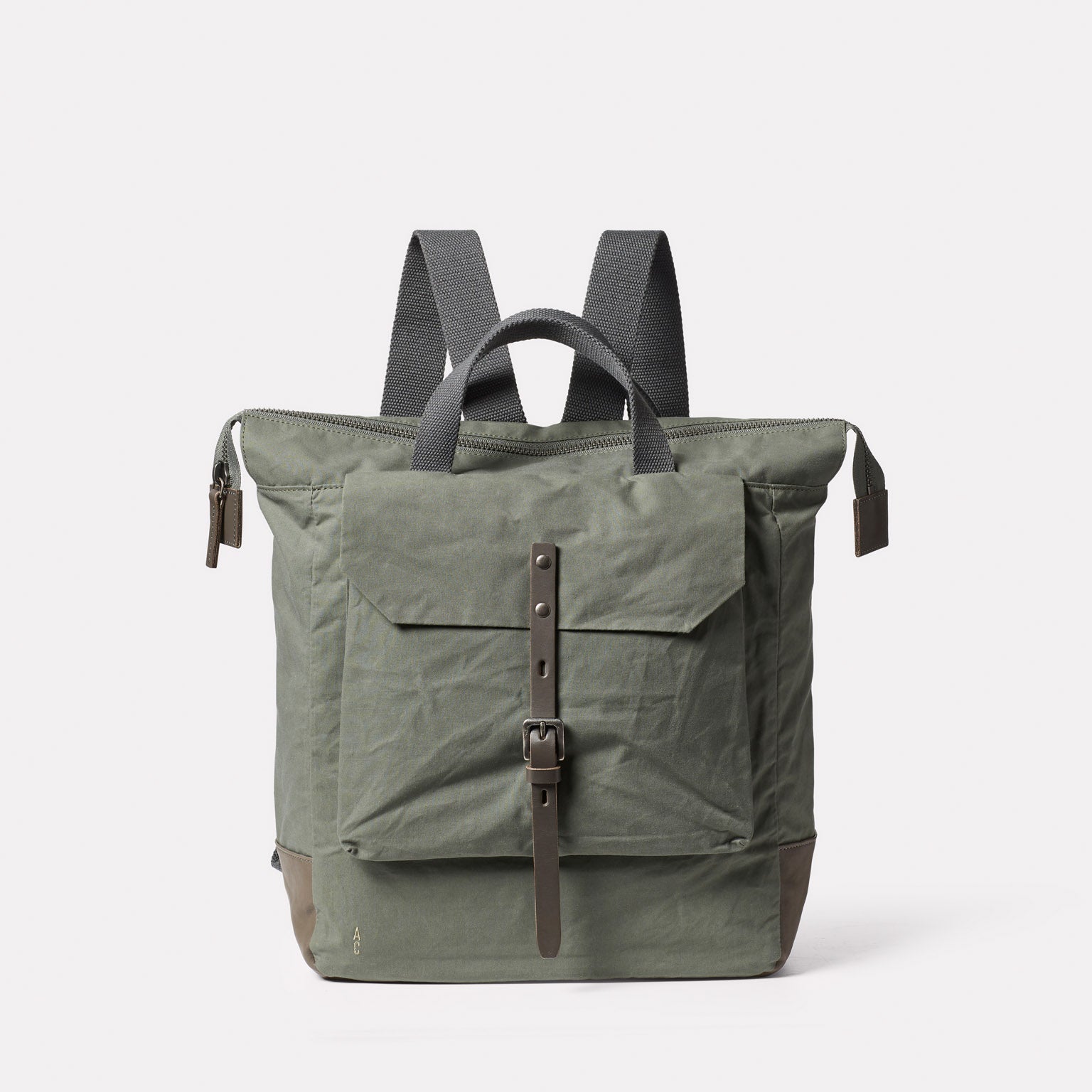 Frances Waxed Cotton Backpack in Olive