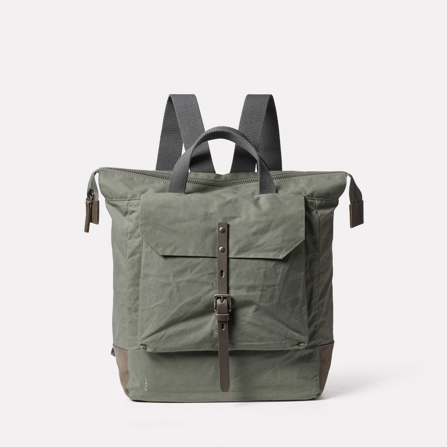 Frances Waxed Cotton Backpack in Olive