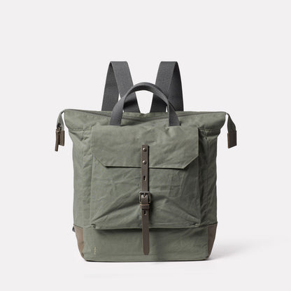 Frances Waxed Cotton Backpack in Olive
