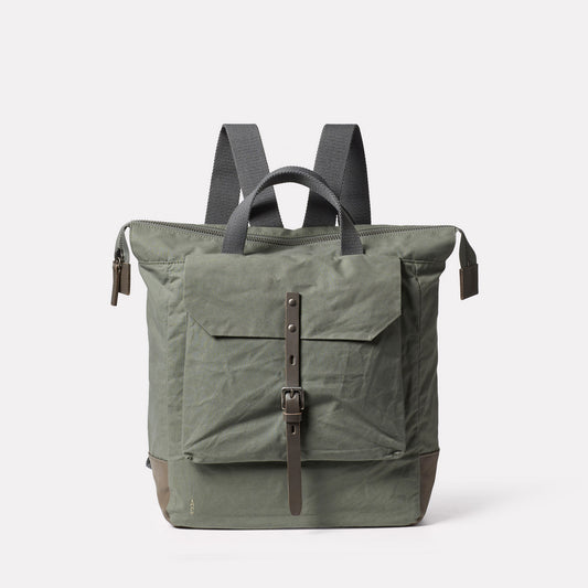 Frances Waxed Cotton Backpack in Olive