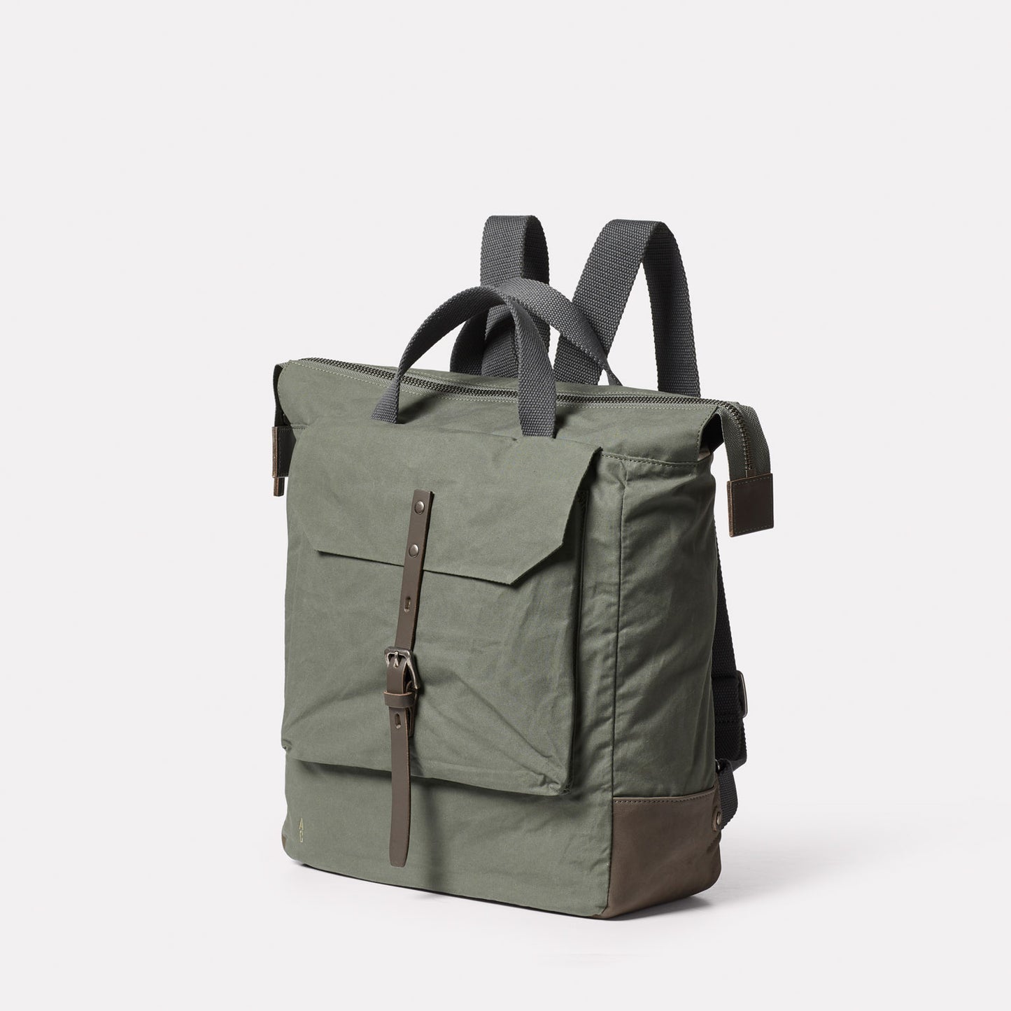 Frances Waxed Cotton Backpack in Olive