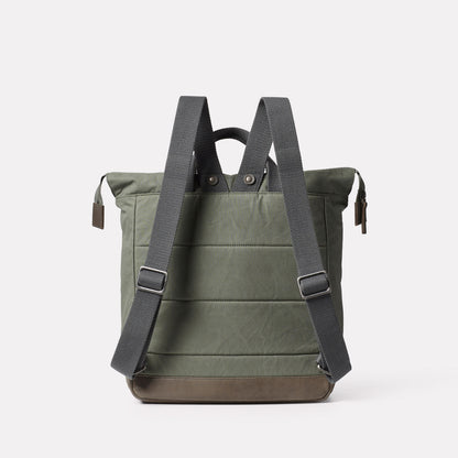 Frances Waxed Cotton Backpack in Olive