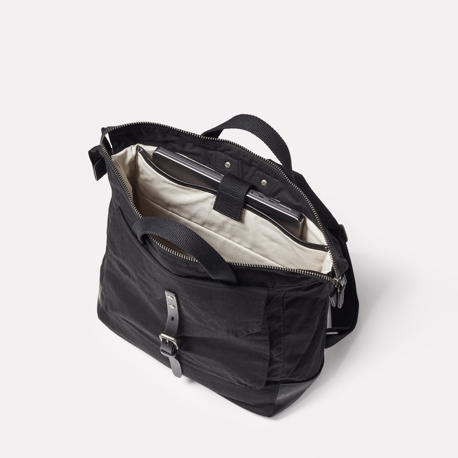 Frances Waxed Cotton Backpack in Black – Ally Capellino
