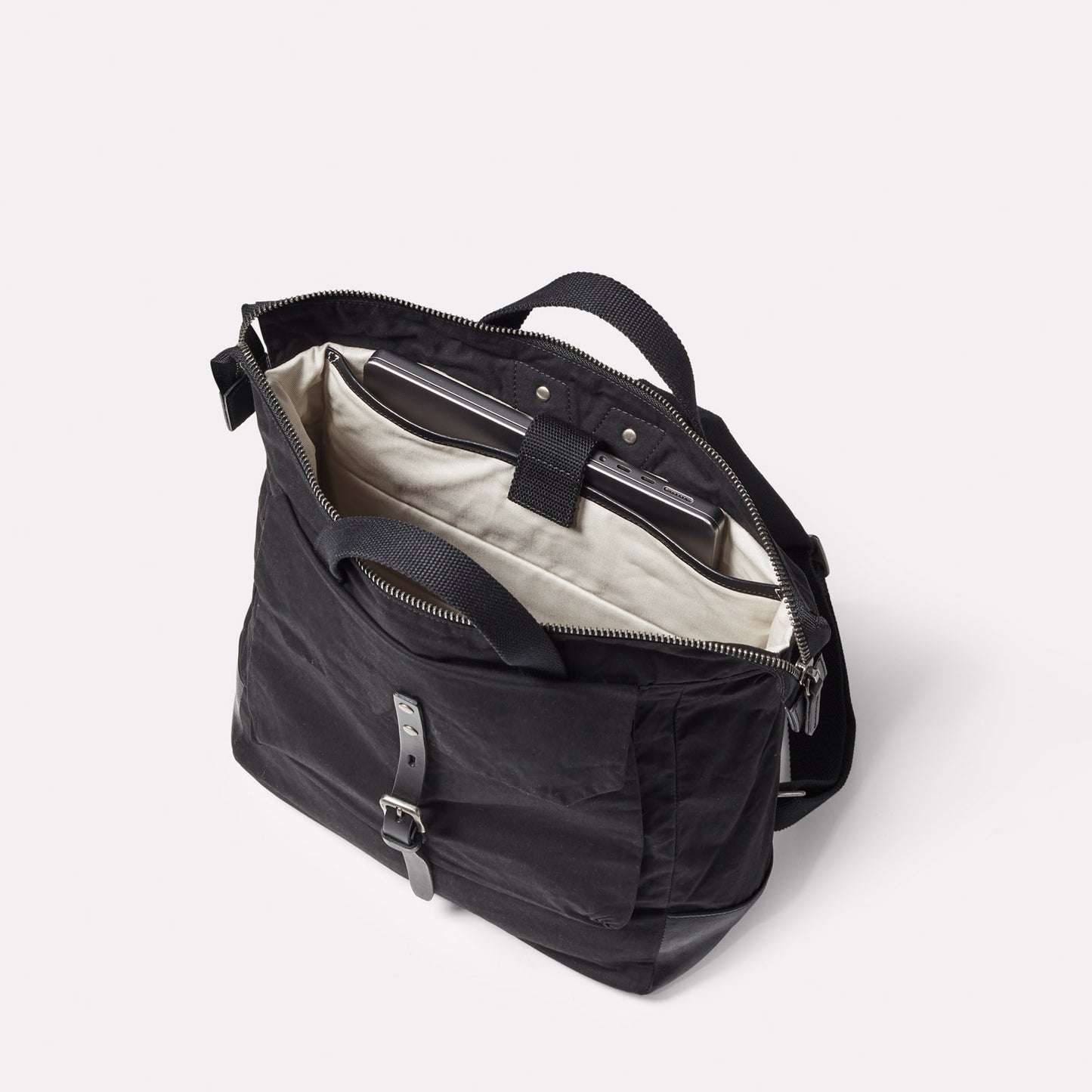 Frances Waxed Cotton Backpack in Black