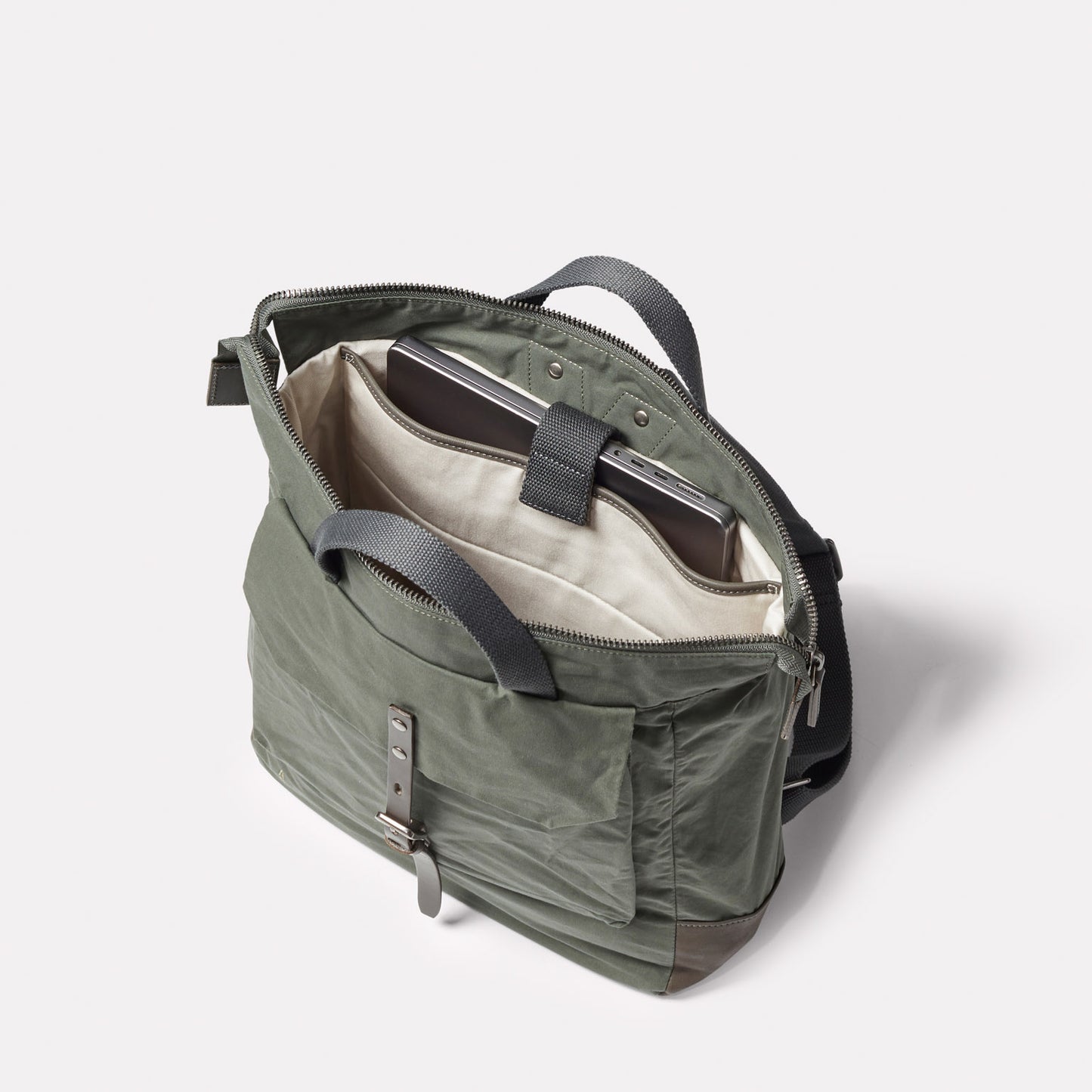 Frances Waxed Cotton Backpack in Olive