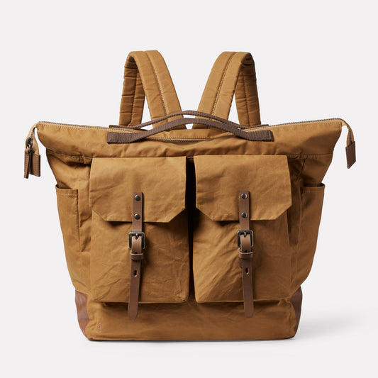 Frank Large Waxed Cotton Backpack in Chert