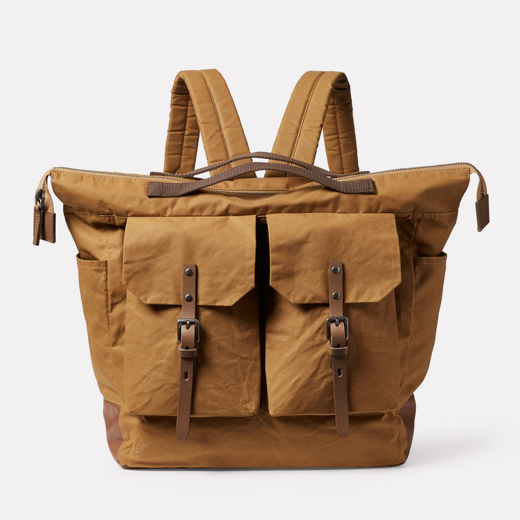Frank Large Waxed Cotton Backpack in Chert
