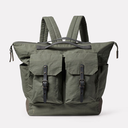Frank Large Waxed Cotton Backpack in Olive