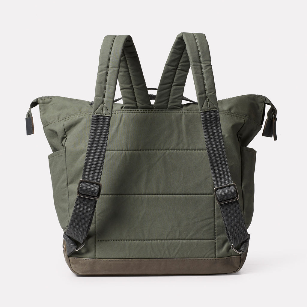 Frank Large Waxed Cotton Backpack in Olive