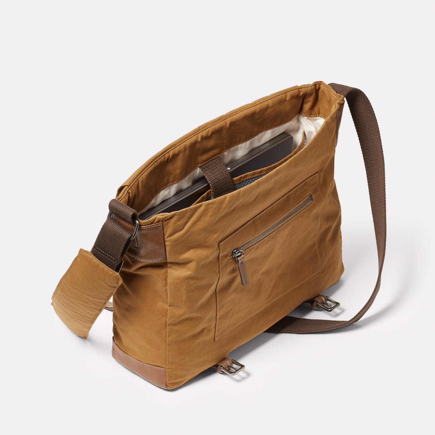 Jeremy Large Waxed Cotton Crossbody Satchel in Chert