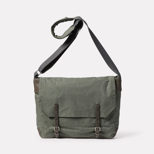Jeremy Large Waxed Cotton Crossbody Satchel in Olive