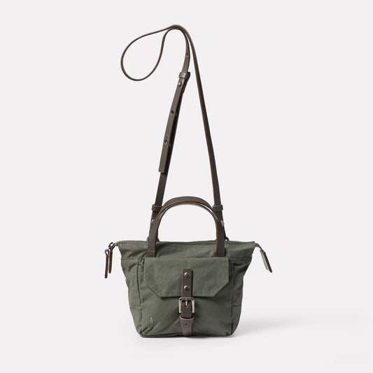 Squat 2.0 Waxed Cotton Mini Crossbody Bag in Olive