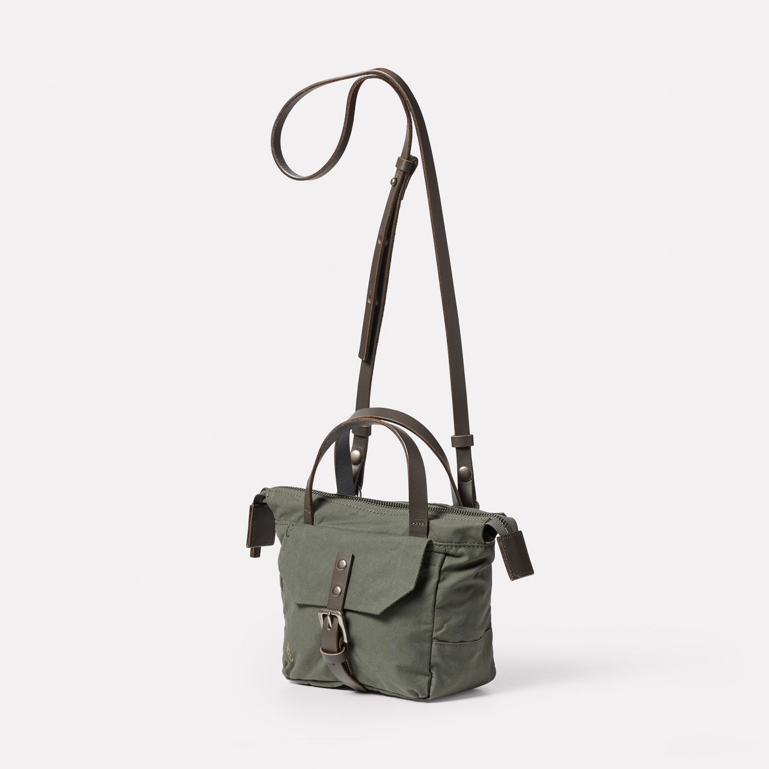 Squat 2.0 Waxed Cotton Mini Crossbody Bag in Olive