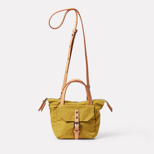 Squat 2.0 Waxed Cotton Mini Crossbody Bag in Sulfur