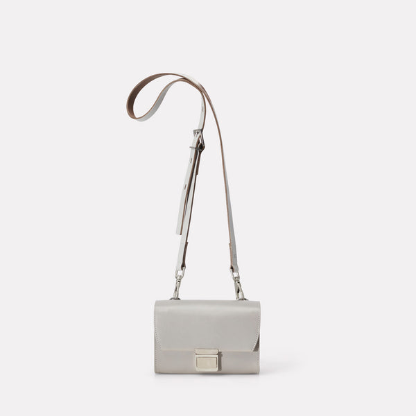 Simone Small Leather Crossbody Bag in Grey