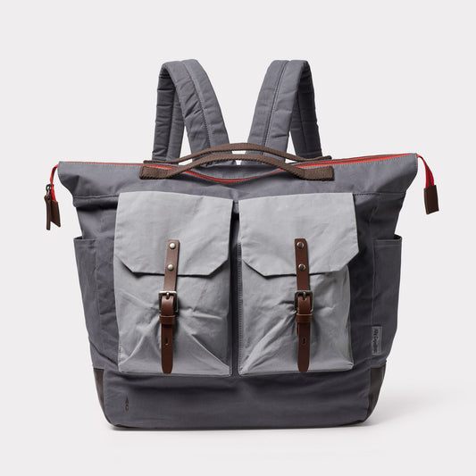 Frank Large Waxed Cotton Backpack in Tarmac