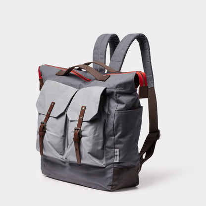 Frank Large Waxed Cotton Backpack in Tarmac