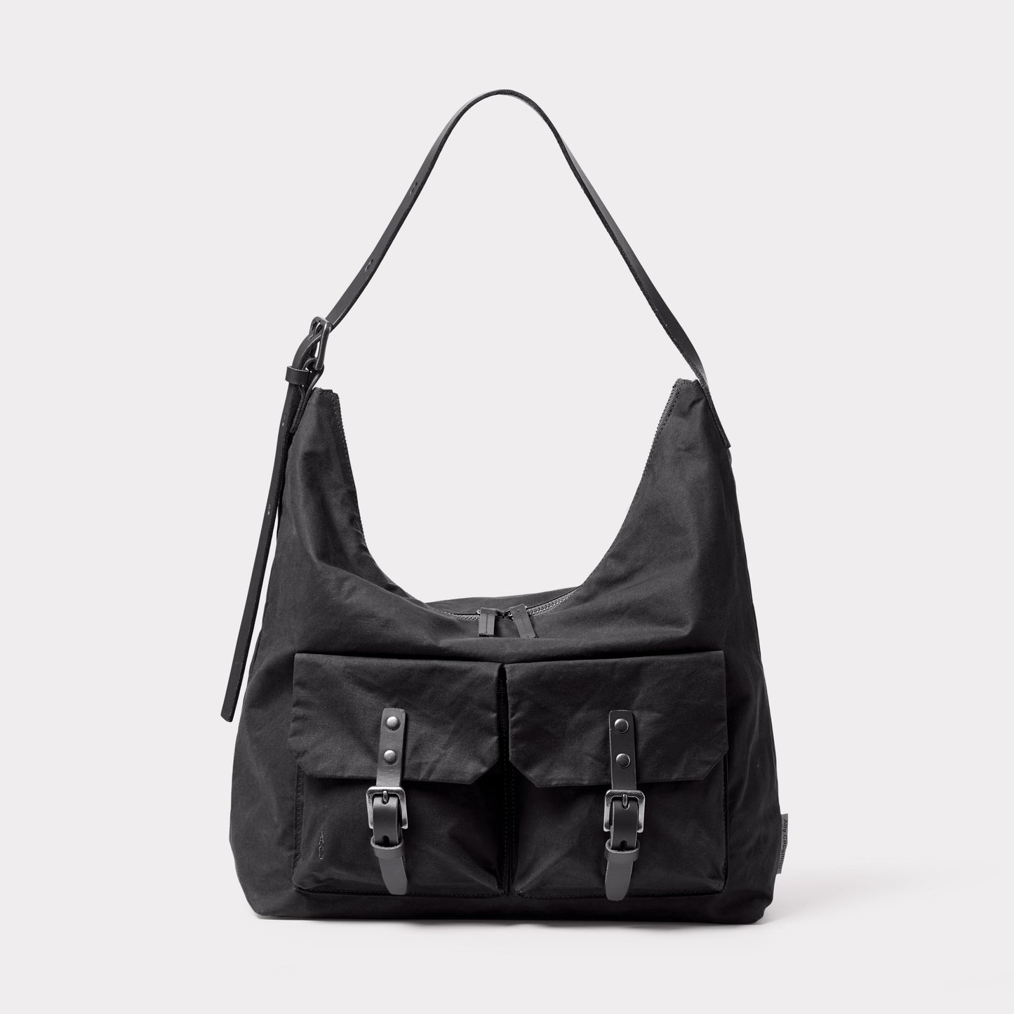 Fonz Waxed Cotton Hobo Bag in Black