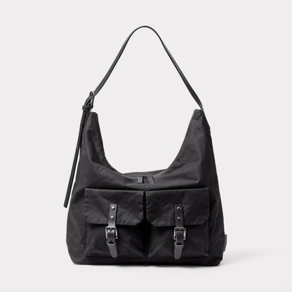 Fonz Waxed Cotton Hobo Bag in Black