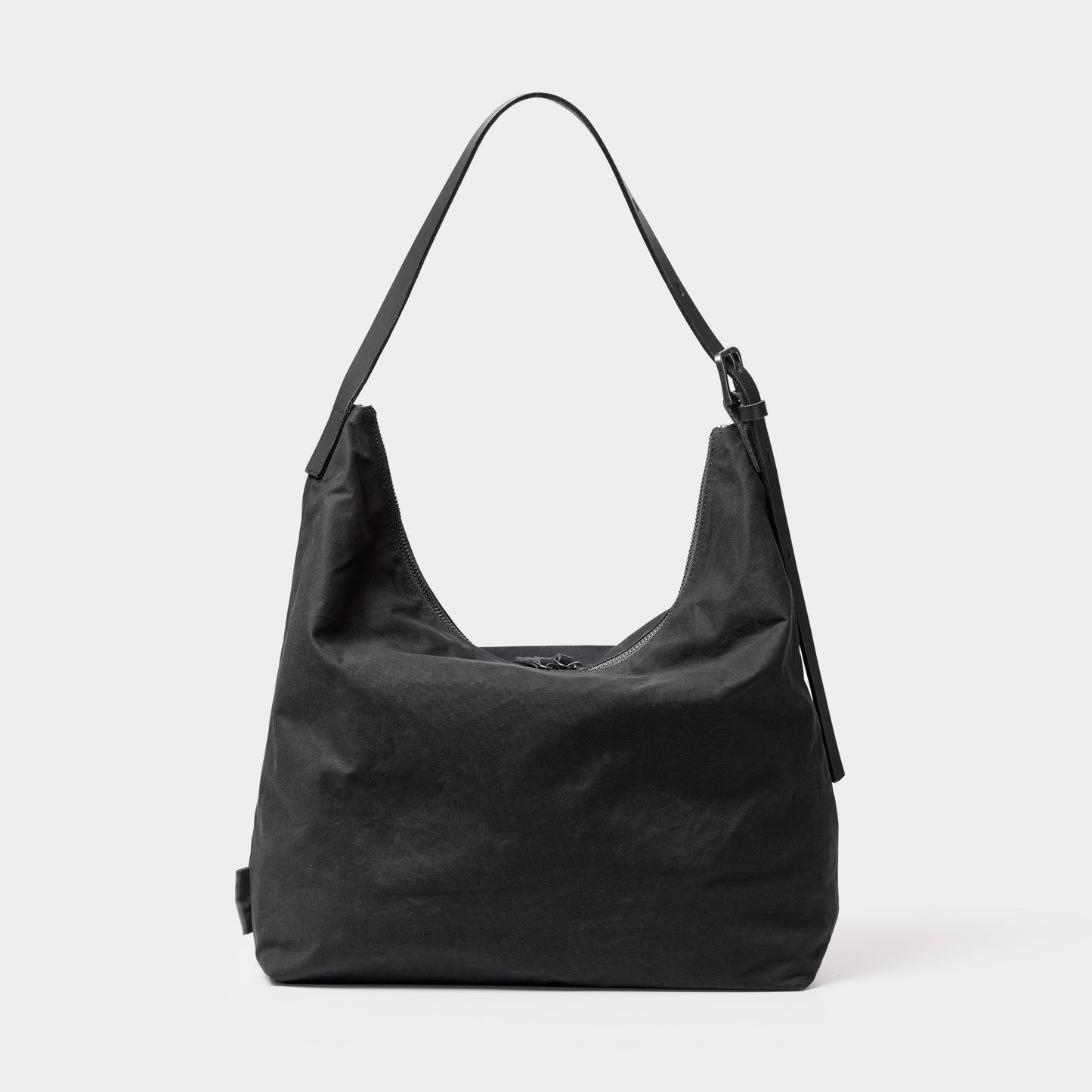 Fonz Waxed Cotton Hobo Bag in Black
