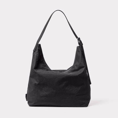 Fonz Waxed Cotton Hobo Bag in Black