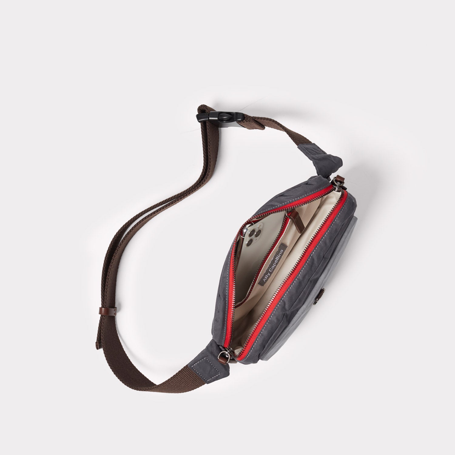 Fela Waxed Cotton Bumbag in Tarmac