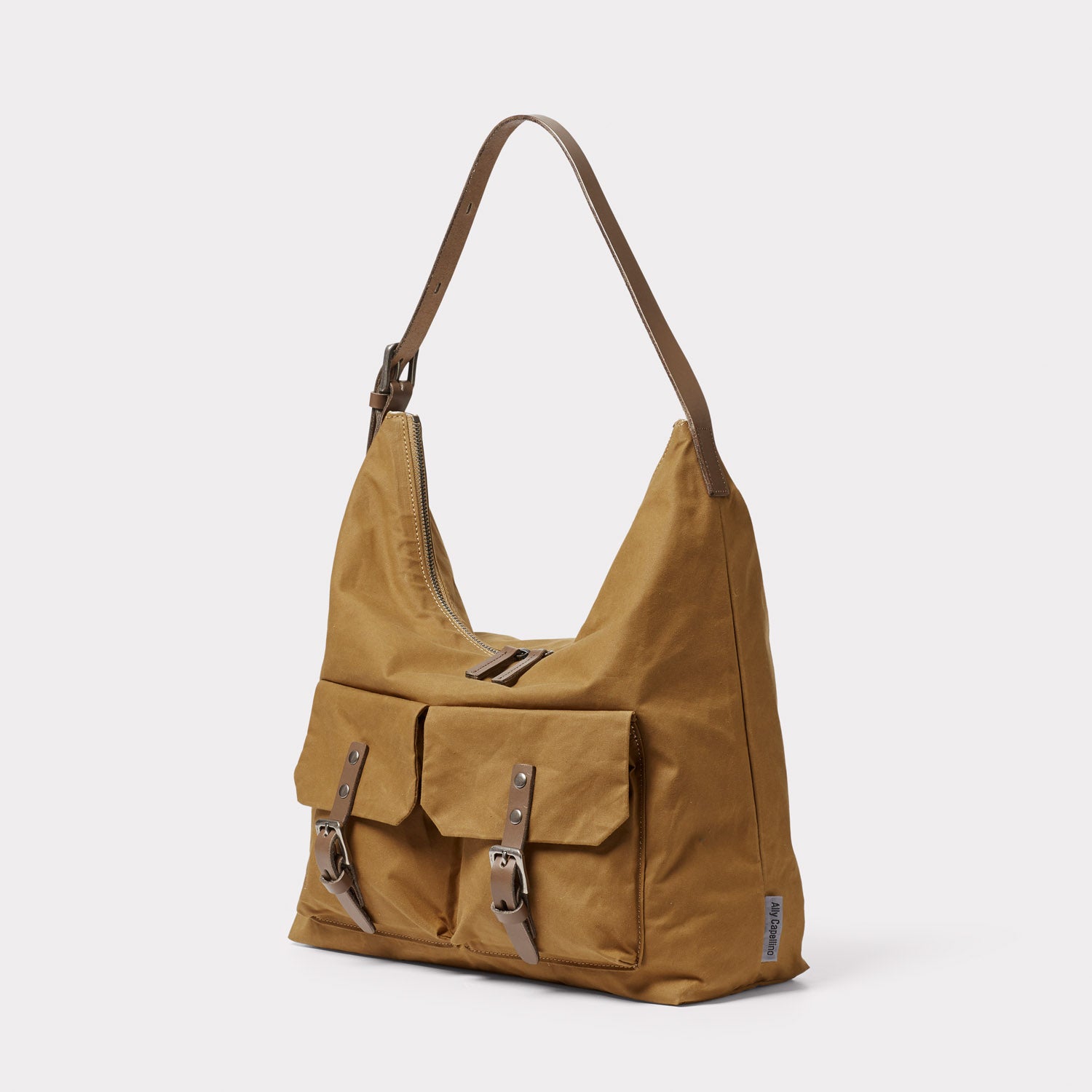 Fonz Waxed Cotton Hobo Bag in Chert