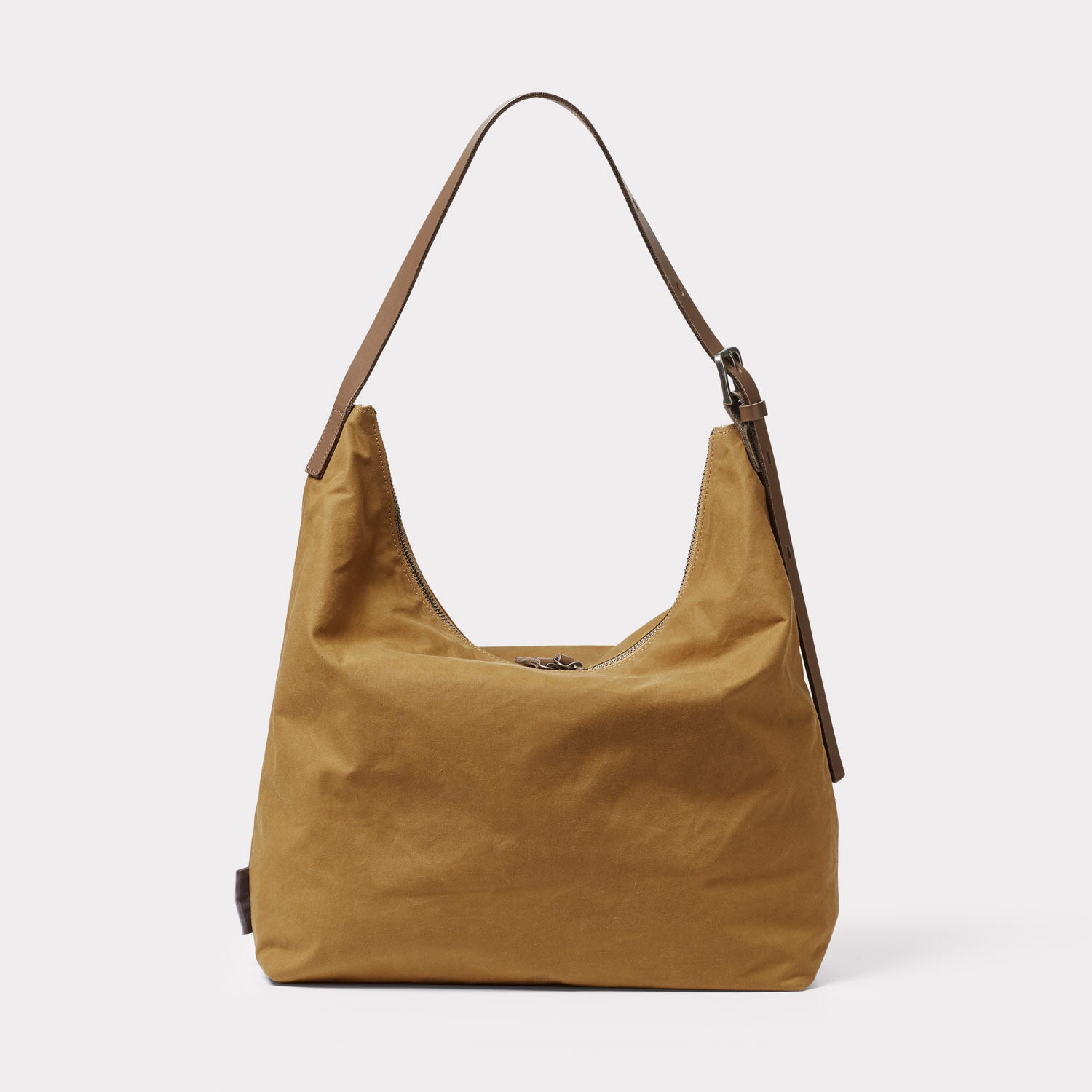 Fonz Waxed Cotton Hobo Bag in Chert