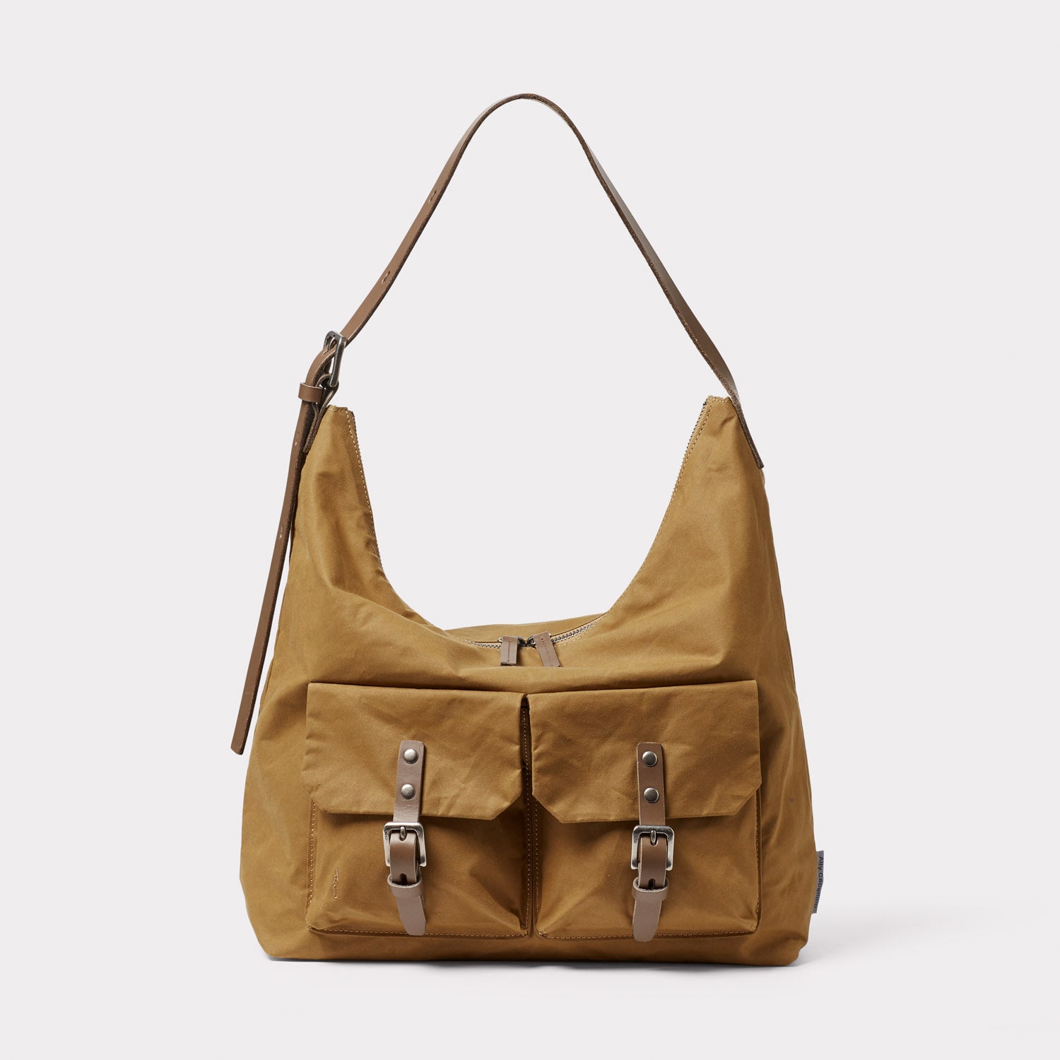 Fonz Waxed Cotton Hobo Bag in Chert