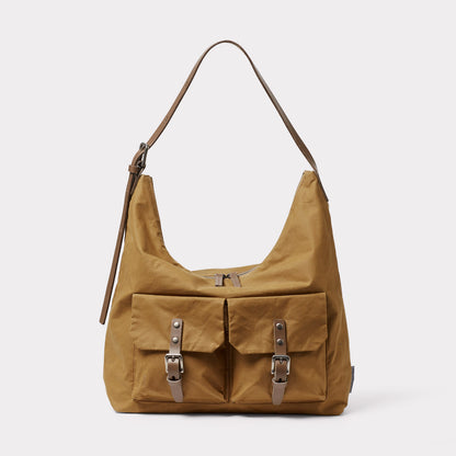Fonz Waxed Cotton Hobo Bag in Chert