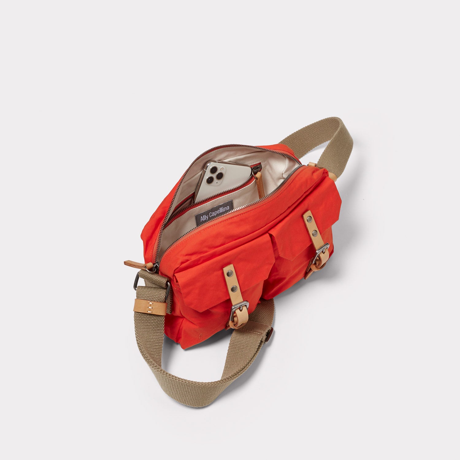 Franco Waxed Cotton Crossbody Bag in Lava