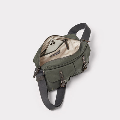 Franco Waxed Cotton Crossbody Bag in Olive