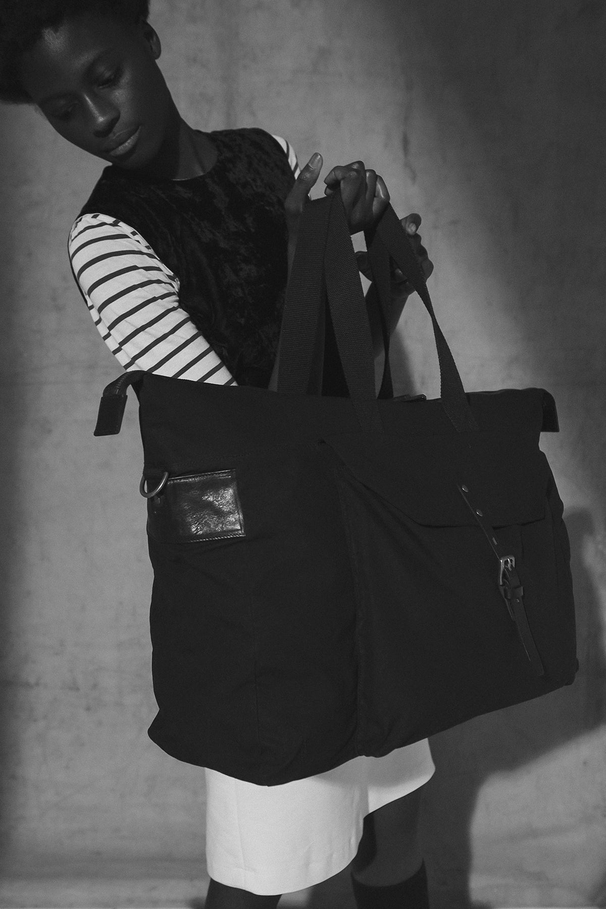 Freddie Waxed Cotton Holdall in Black-HOLDALL-Ally Capellino-Ally Capellino