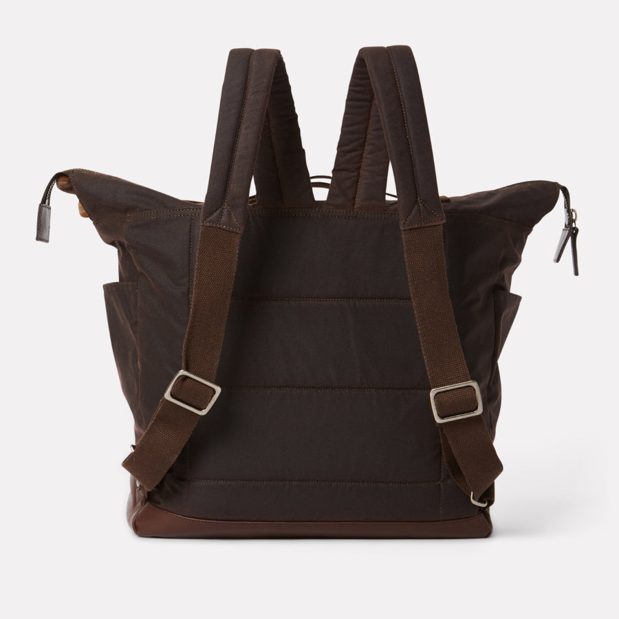 Frank Large Waxed Cotton Backpack in Bog