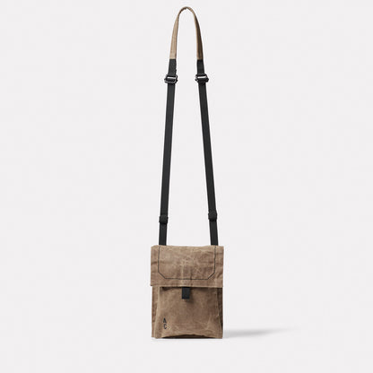 Fam Papery Waxed Cotton Crossbody Phone Bag in Mineral
