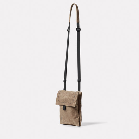 Fam Papery Waxed Cotton Crossbody Phone Bag in Mineral