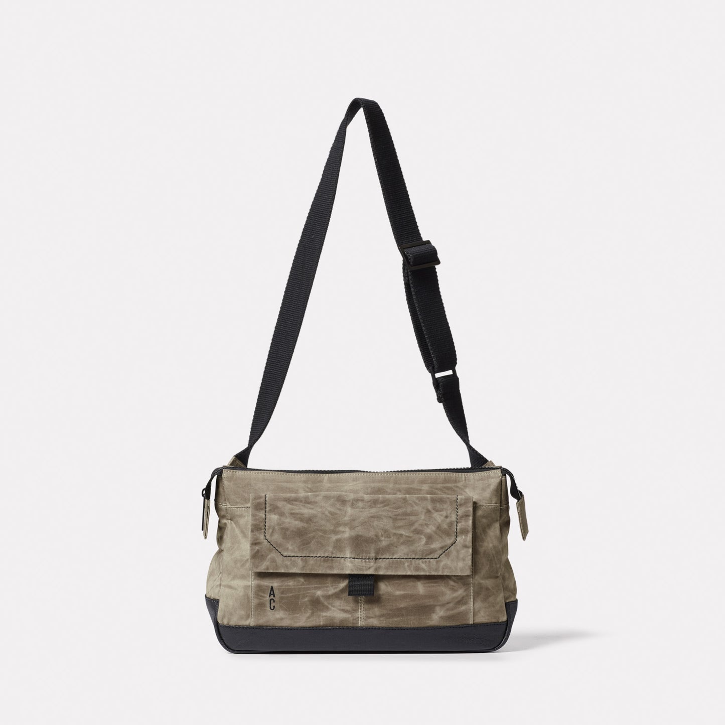 Fish Papery Waxed Cotton Crossbody Bag in Mineral
