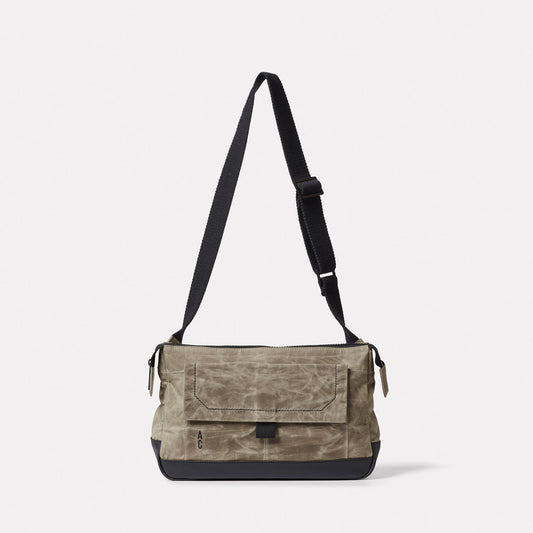 Fish Papery Waxed Cotton Crossbody Bag in Mineral